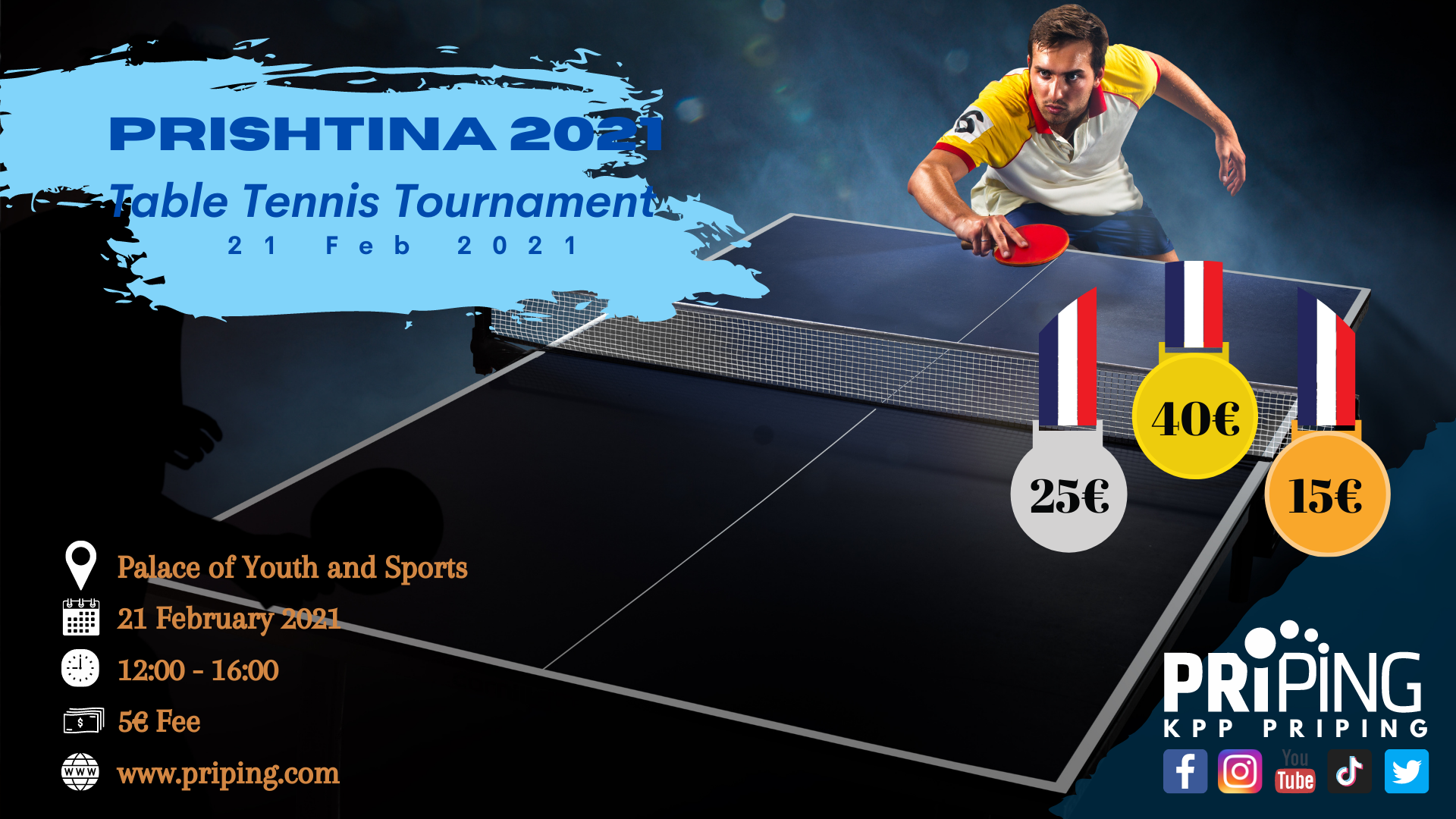 Priping organizon “Prishtina 2021 Table Tennis Tournament”